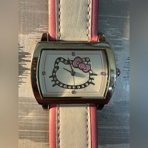 TM & Co Hello Kitty Women Analog Quartz Wristwatch Pink/White Leather Band